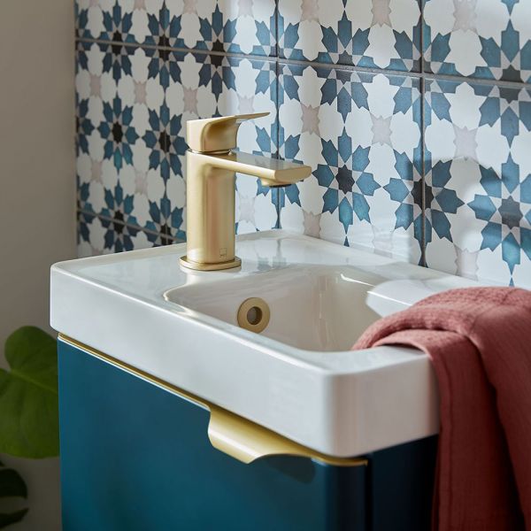 Vado Cameo Levered Satin Brass Cloakroom Mono Basin Mixer Tap with Waste #3