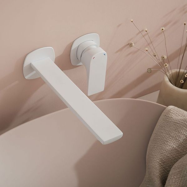 Vado Cameo Levered Matt White Low Pressure Wall Mounted Basin Mixer Tap #4