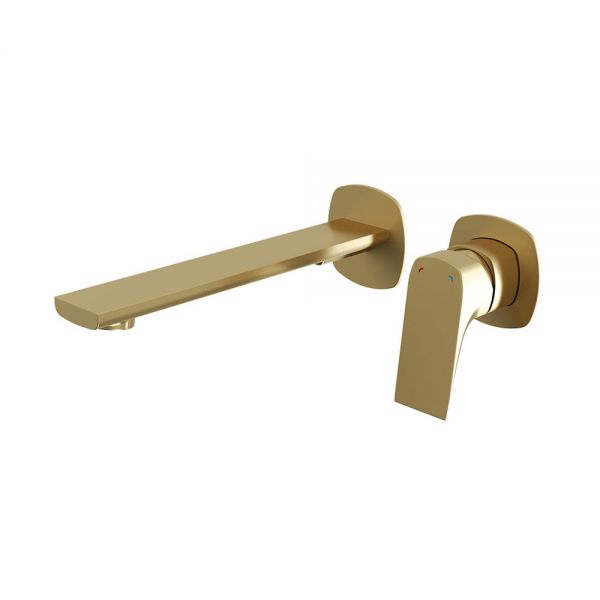 Vado Cameo Levered Satin Brass Low Pressure Wall Mounted Basin Mixer Tap