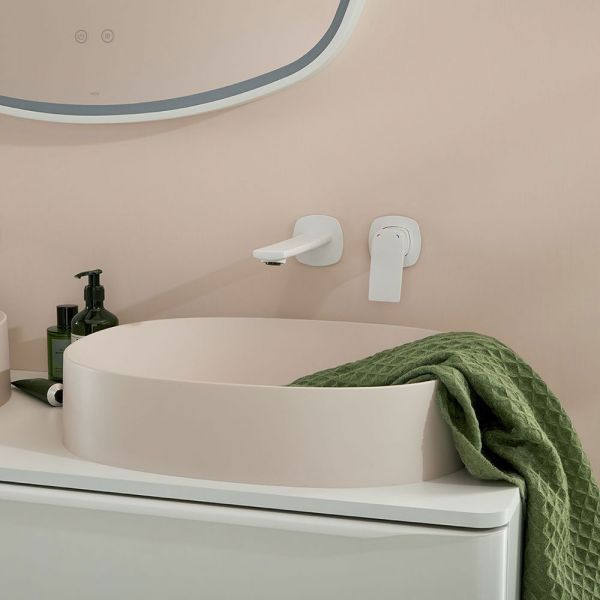 Vado Cameo Levered Matt White Wall Mounted Basin Mixer Tap #4
