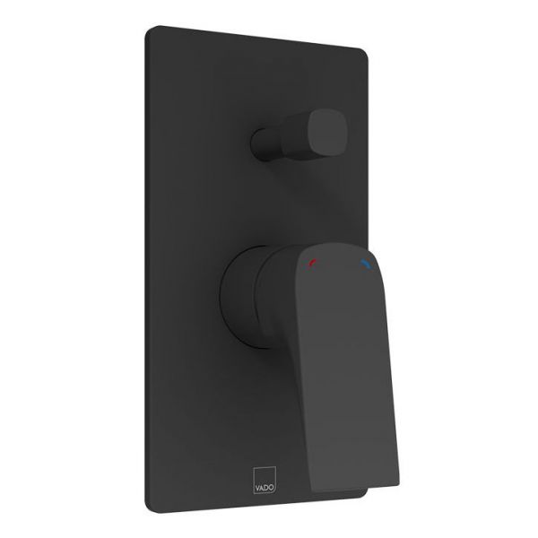 Vado Cameo Matt Black Two Outlet Concealed Manual Shower Valve with Diverter