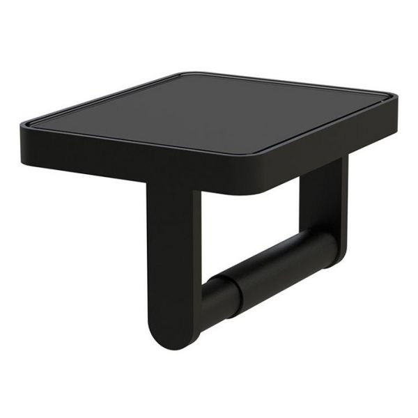 Vado Cameo Matt Black Toilet Roll Holder with Black Glass