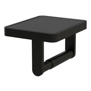 Vado Cameo Matt Black Toilet Roll Holder with Black Glass