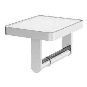 Vado Cameo Chrome Toilet Roll Holder with White Glass