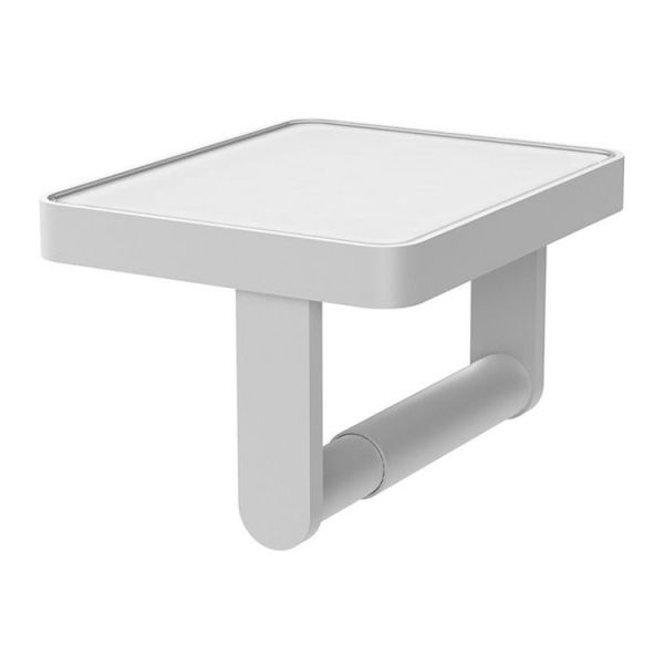 Vado Cameo Matt White Toilet Roll Holder with White Glass