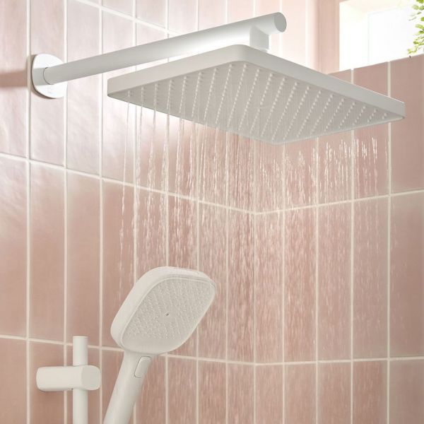 Vado Cameo Matt White 300 x 200mm Shower Head with Arm #2