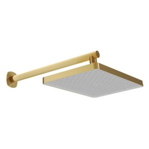 Vado Cameo Satin Brass 300 x 200mm Shower Head with Arm
