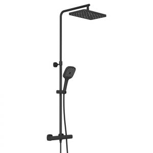 Vado Cameo Matt Black Thermostatic Exposed Bar Valve Shower Kit
