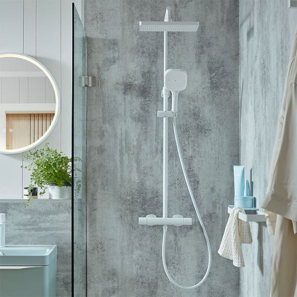 Vado Cameo Matt White Thermostatic Exposed Bar Valve Shower Kit #2