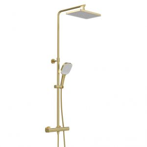 Vado Cameo Satin Brass Thermostatic Exposed Bar Valve Shower Kit