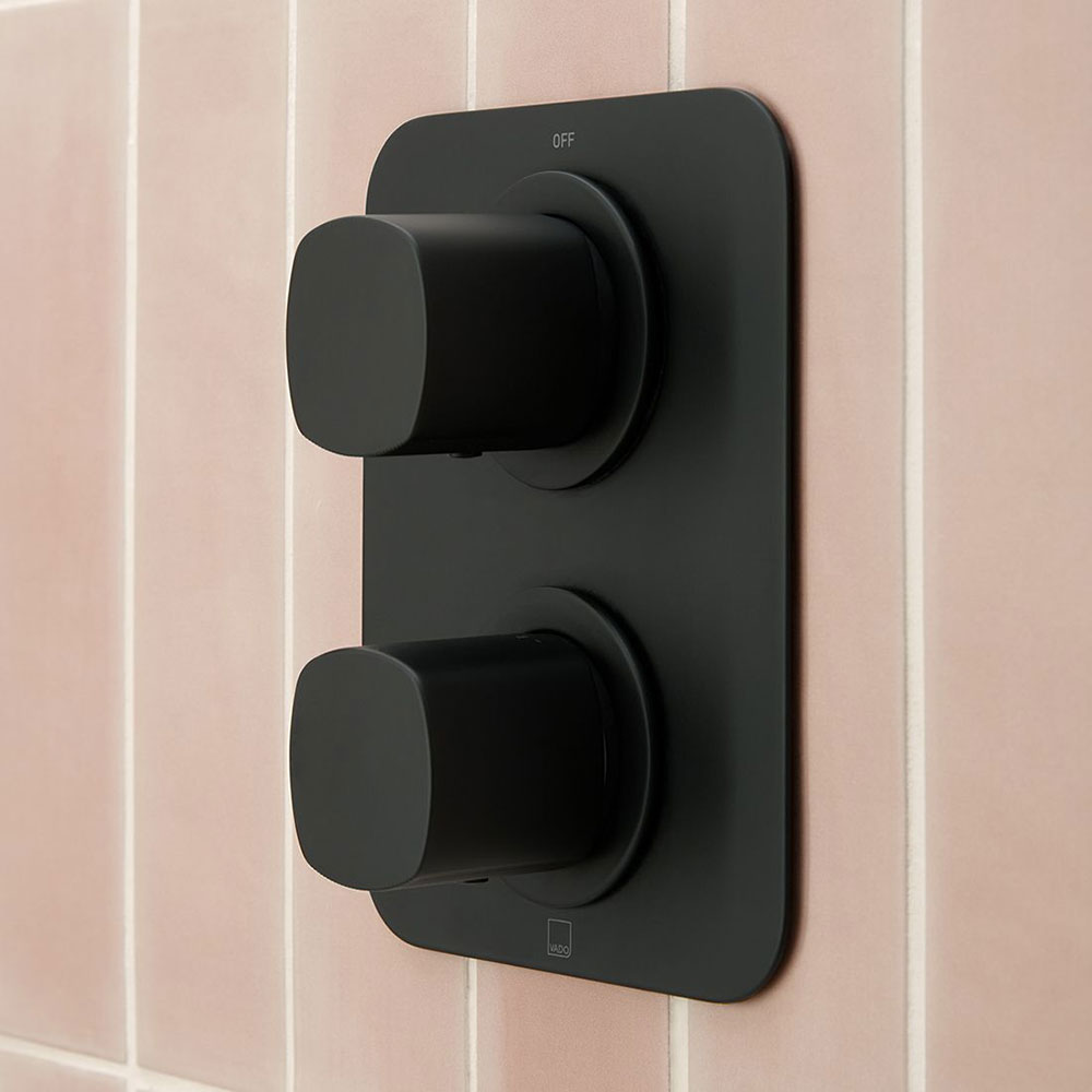 Vado Cameo Matt Black Two Outlet Concealed Thermostatic Shower Valve