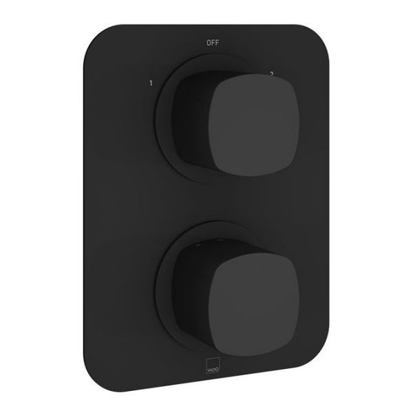 Vado Cameo Matt Black Two Outlet Concealed Thermostatic Shower Valve