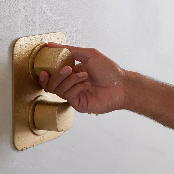 Vado Cameo Satin Brass Two Outlet Concealed Thermostatic Shower Valve #3