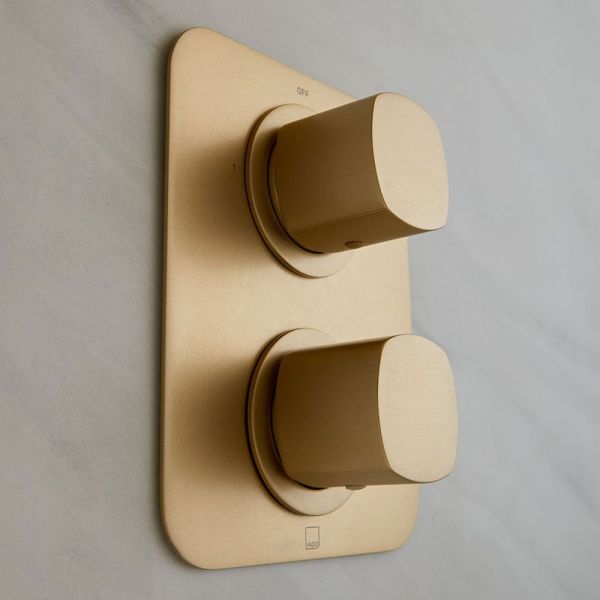 Vado Cameo Satin Brass Two Outlet Concealed Thermostatic Shower Valve #2
