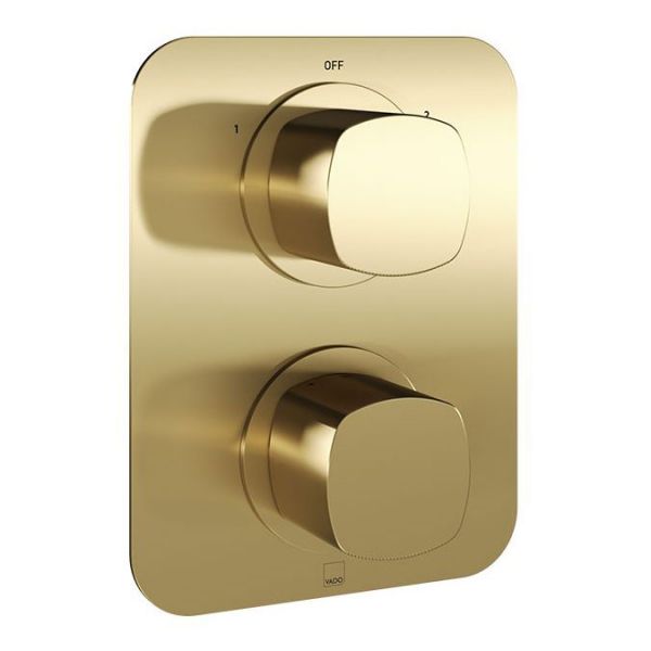 Vado Cameo Satin Brass Two Outlet Concealed Thermostatic Shower Valve