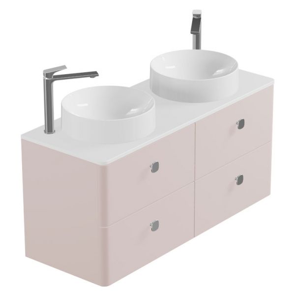 Vado Cameo Wall Hung Pink Clay Worktop Vanity Unit 1200mm #2