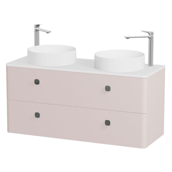 Vado Cameo Wall Hung Pink Clay Worktop Vanity Unit 1200mm