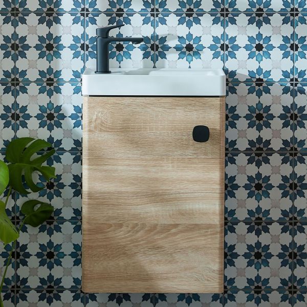 Vado Cameo Wall Hung Natural Oak Cloakroom Unit 400mm #2