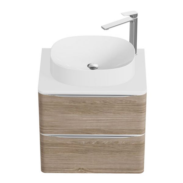 Vado Cameo Wall Hung Natural Oak Worktop Vanity Unit 600mm #2