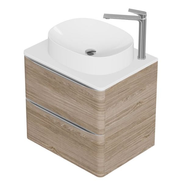 Vado Cameo Wall Hung Natural Oak Worktop Vanity Unit 600mm