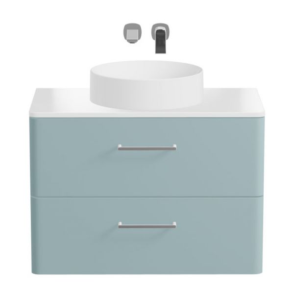 Vado Cameo Wall Hung Cove Blue Worktop Vanity Unit 800mm