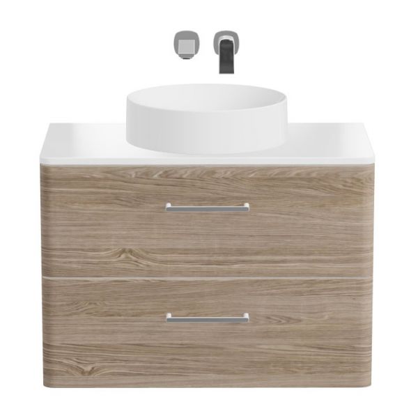 Vado Cameo Wall Hung Natural Oak Worktop Vanity Unit 800mm