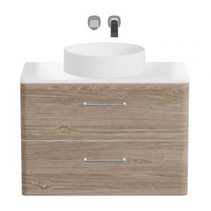 Vado Cameo Wall Hung Natural Oak Worktop Vanity Unit 800mm