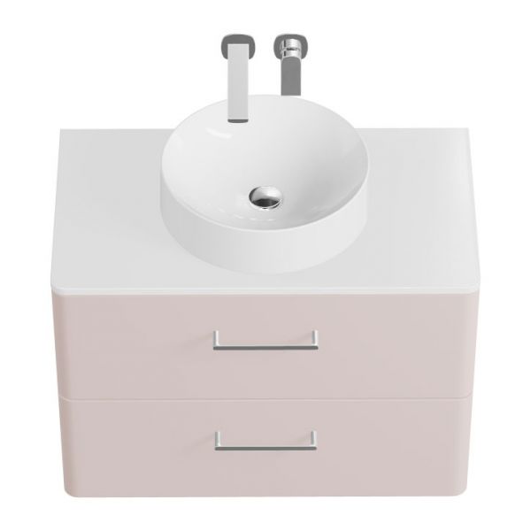Vado Cameo Wall Hung Pink Clay Worktop Vanity Unit 800mm #2