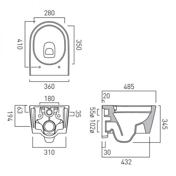 Vado Cameo Round Rimless Wall Hung Toilet #4