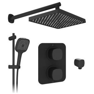 Vado Cameo Matt Black Concealed 2 Outlet Thermostatic Shower Pack with Riser Rail