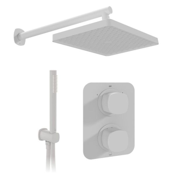 Vado Cameo Matt White Concealed 2 Outlet Thermostatic Shower Pack