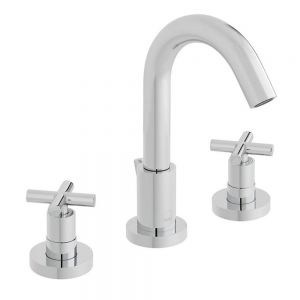 Vado Elements Chrome Deck Mounted 3 Hole Basin Mixer Tap with Pop Up Waste