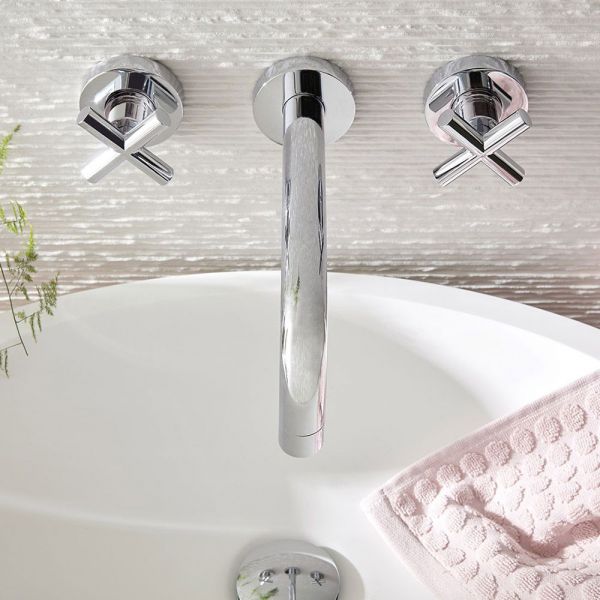 Vado Elements Chrome 3 Hole Wall Mounted Basin Mixer Tap #3