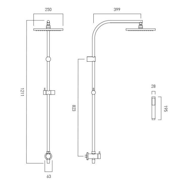 Vado Individual Nebula Brushed Gunmetal Thermostatic Exposed Bar Valve Shower Kit #2