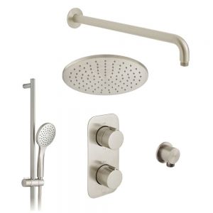 Vado Individual Tablet Altitude Brushed Nickel 2 Outlet Thermostatic Shower Pack with Riser Rail