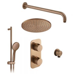Vado Individual Tablet Altitude Brushed Bronze 2 Outlet Thermostatic Shower Pack with Riser Rail