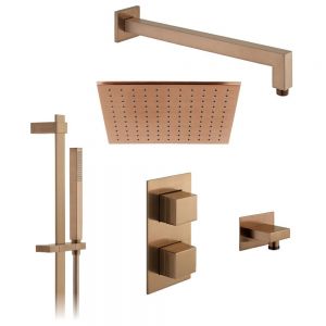 Vado Individual Tablet Notion Brushed Bronze 2 Outlet Thermostatic Shower Pack with Riser Rail