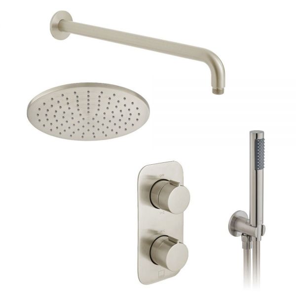 Vado Individual Tablet Altitude Brushed Nickel Concealed 2 Outlet Thermostatic Shower Pack