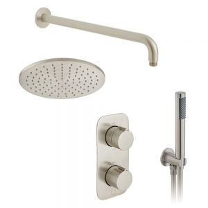 Vado Individual Tablet Altitude Brushed Nickel Concealed 2 Outlet Thermostatic Shower Pack