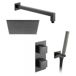 Vado Individual Tablet Notion Brushed Black Concealed 2 Outlet Thermostatic Shower Pack