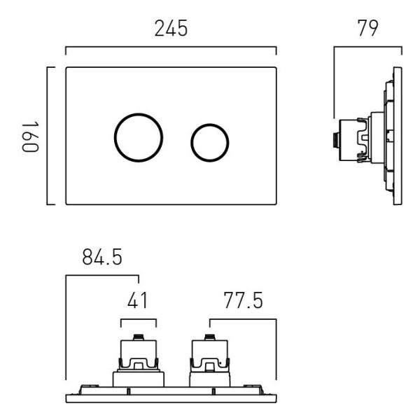 Vado Individual Round Dual Flush Plate Brushed Gunmetal #2