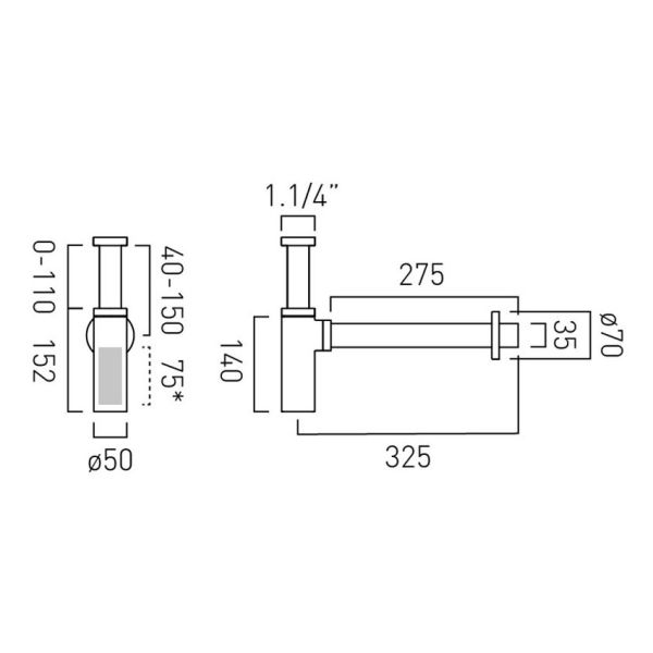 Vado Individual Brushed Gunmetal Contemporary Round Bottle Trap #2
