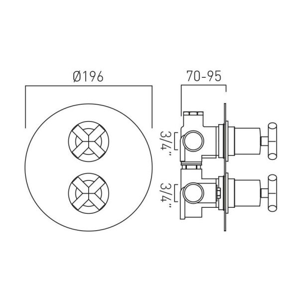 Vado Individual Elements DX Brushed Gunmetal Two Outlet Thermostatic Shower Valve #2
