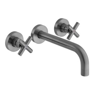 Vado Individual Elements Brushed Gunmetal 3 Hole Wall Mounted Basin Mixer Tap