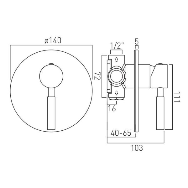 Vado Individual Origins Brushed Gunmetal One Outlet Manual Shower Valve #2