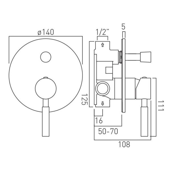 Vado Individual Origins Brushed Gunmetal Two Outlet Manual Shower Valve #2