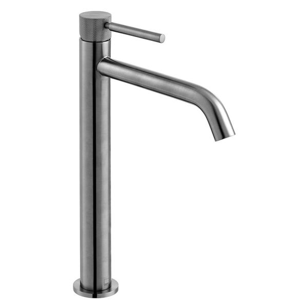 Vado Individual Origins Knurled Brushed Gunmetal Tall Mono Basin Mixer Tap