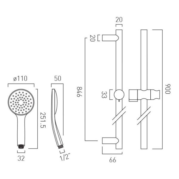 Vado Individual Atmosphere Brushed Gunmetal Round Slide Rail Shower Kit #2