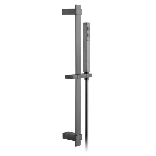 Vado Individual Brushed Gunmetal Square Slide Rail Shower Kit