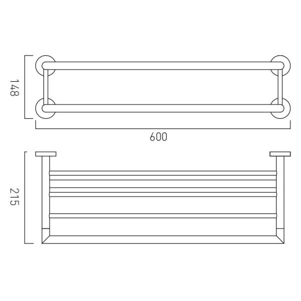 Vado Individual Spa Brushed Gunmetal Towel Shelf with Towel Rail 600mm #2